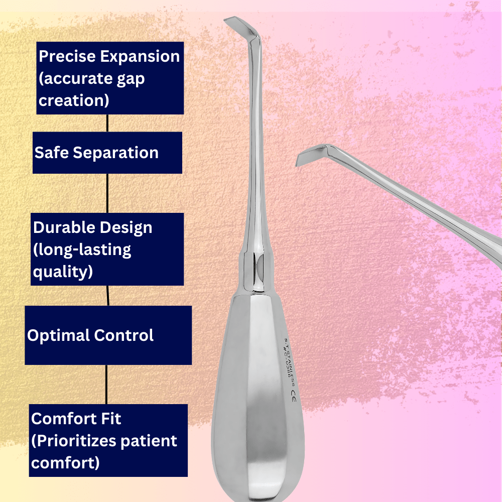 Dental crown distander, medical instrument for creating space between teeth.